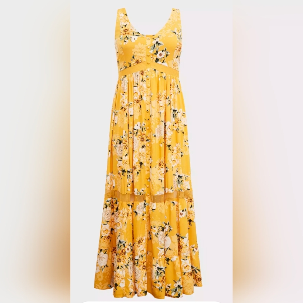 Torrid Yellow and White Empire Waist Sundress
